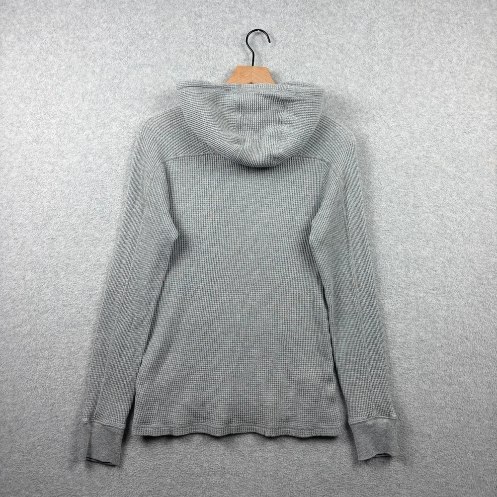 Polo Ralph Lauren Hoodie Mens Small Gray Heather Waffle Knit Thermal Pullover